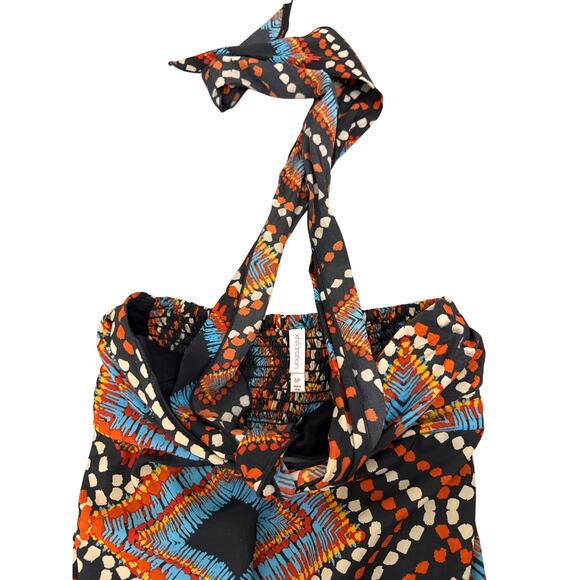 Xhilaration Halter Top Black Boho Geometric Maxi Dress Size Women's Small - Picture 3 of 4